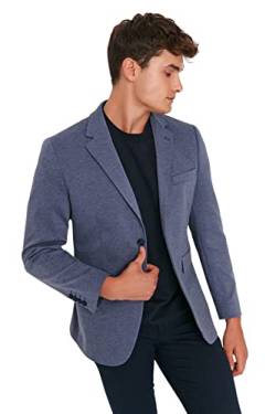 Trendyol Men's Herren Slim Basic Plain Webstoff Jacke Coat, Indigo, 48 von TRENDYOL