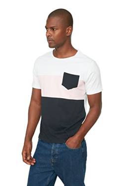 Trendyol Men's Slim Fit Runder Kragen Männer T-Shirt, Navy, Large von TRENDYOL