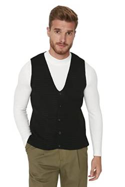Trendyol Men's V-Neck Plain Slim Vest Sweater, Schwarz, L von TRENDYOL