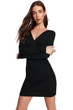 Trendyol Women's Damen Gerade Mini Lange Ärmel Tag Nacht Schlank Kleid Dress, Black, Medium von TRENDYOL