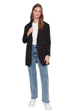 Trendyol Women's Damen Modest Regular Basic Plain Webstoff Jacke Coat, Black, 38 von TRENDYOL