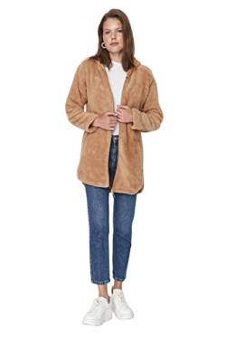Trendyol Women's Damen Modest Regular Basic Plain Webstoff Winterjacke Coat, Camel, XL von TRENDYOL