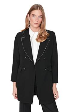 Trendyol Women's Damen Modest Regular Zweireihig Plain Webstoff Jacke Coat, Black, 36 von TRENDYOL