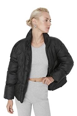 Trendyol Women's Damen Oversize Puffer Plain Webstoff Winterjacke Coat, Black, XS von TRENDYOL