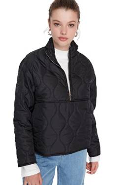 Trendyol Women's Damen Oversize Puffer Plain Webstoff Winterjacke Coat, Black, XS von TRENDYOL