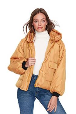 Trendyol Women's Damen Oversize Puffer Plain Webstoff Winterjacke Coat, Orange, M von TRENDYOL