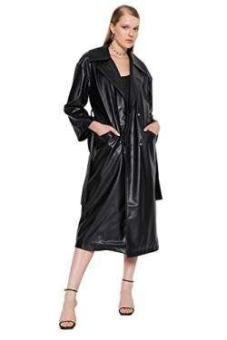 Trendyol Women's Damen Oversize Zweireihig Plain Webstoff Trenchcoat Coat, Schwarz, 36 von TRENDYOL