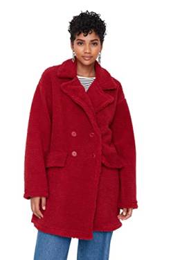 Trendyol Women's Damen Regular Standard Plain Webstoff Mantel Coat, Burgundy, 38 von TRENDYOL