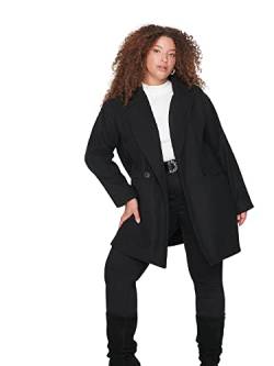 Trendyol Women's Damen Regular Zweireihig Plain Webstoff Größen in Mantel Coat, Schwarz, 48 von TRENDYOL