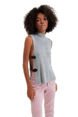 Trendyol Women's High Neck Plain Slim Vest Sweater, Grau, M von TRENDYOL