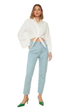 Trendyol Women's High Waist Mom Jeans, Blue, 34 von TRENDYOL