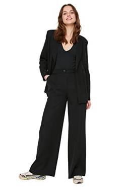 Trendyol Women's High Waist Wide Leg Pants, Schwarz, 38 von TRENDYOL