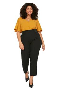 Trendyol Women's Normal Waist Carrot Plus Size Pants, Black, 44 von TRENDYOL