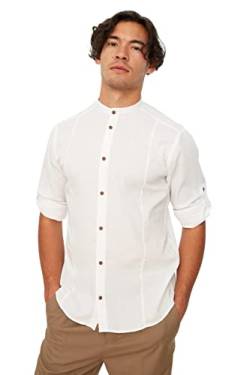 Trendyol weißer männer richter kragen bengalin kuplu super slim fit hemd, weiß, von TRENDYOL