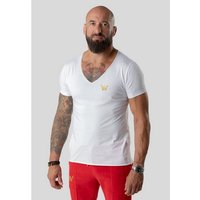 TRES AMIGOS T-Shirt Trendiges V-Neck Shirt mit Logostrickerei von TRES AMIGOS