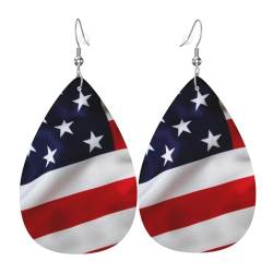 Amerikanische Flagge – Stilvolle Leder-Ohrringe für Frauen – trendige baumelnde Ohrringe mit anmutigem Tropfen-Design, Einheitsgröße, Kunstleder von TRESILA