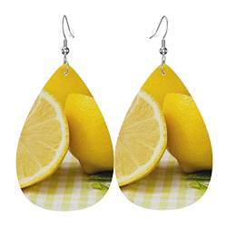 Gelbe Zitrone – Stilvolle Leder-Ohrringe für Frauen – trendige baumelnde Ohrringe mit anmutigem Tropfen-Design, Einheitsgröße, Kunstleder von TRESILA