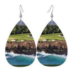 Hawaii Beach Golf Course - Stilvolle Leder-Ohrringe für Frauen - trendige baumelnde Ohrringe mit anmutigem Tropfen-Design, Einheitsgröße, Kunstleder von TRESILA