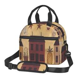 TRESILA Isolierte Lunchtasche Polyester Bento Box Tragbare Mittagessen Tasche Mittagessen Kühltasche Wiederverwendbare Mittagessen Tote Crossbody Große Kapazität Picknick Packs/Herbst Land Scheune von TRESILA