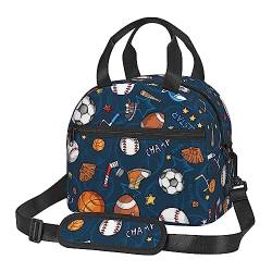 TRESILA Isolierte Lunchtasche Polyester Bento Box Tragbare Mittagessen Tasche Mittagessen Kühltasche Wiederverwendbare Mittagessen Tote Crossbody Große Kapazität Picknick Packs/Sport Baseball Spiel von TRESILA