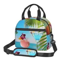 TRESILA Isolierte Lunchtasche Polyester Bento Box Tragbare Mittagessen Tasche Mittagessen Kühltasche Wiederverwendbare Mittagessen Tote Crossbody Große Kapazität Picknick Packs/Tropisches von TRESILA