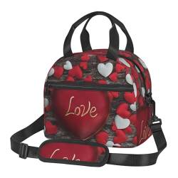 TRESILA Isolierte Lunchtasche Polyester Bento Box Tragbare Mittagessen Tasche Mittagessen Kühltasche Wiederverwendbare Mittagessen Tote Crossbody Große Kapazität Picknick Packs/Valentinstag von TRESILA