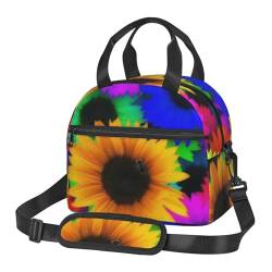 TRESILA Isolierte Lunchtasche Polyester Bento Box Tragbare Mittagessen Tasche Mittagessen Kühltasche Wiederverwendbare Mittagessen Tote Crossbody Große Kapazität Picknick Packungen/Regenbogen von TRESILA