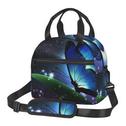 TRESILA Isolierte Lunchtasche Polyester Bento Box Tragbare Mittagessen Tasche Mittagessen Kühltasche Wiederverwendbare Mittagessen Tote Crossbody Große Kapazität Picknick Packungen/Schmetterling Nacht von TRESILA