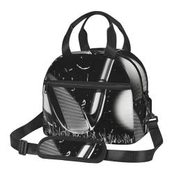 TRESILA Isolierte Lunchtasche Polyester Bento Box Tragbare Mittagessen Tasche Mittagessen Kühltasche Wiederverwendbare Mittagessen Tote Crossbody Große Kapazität Picknick Packungen/Schwarz und Weiß von TRESILA