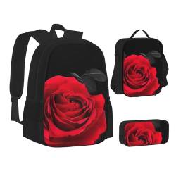 TRESILA Rucksack für Kinder, Jungen, Mädchen, strapazierfähiges Polyester, Schultasche, Büchertasche mit Lunchtasche und Federmäppchen (3-in-1-Rucksack-Set), afrikanisches Tier-Sonnenuntergang, Rose, von TRESILA