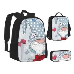 TRESILA Rucksack für Kinder, Jungen, Mädchen, strapazierfähiges Polyester, Schultasche, Büchertasche mit Lunchtasche und Federmäppchen (3-in-1-Rucksack-Set), bunte Sukkulenten, Niedlicher Zwerg, von TRESILA