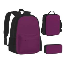 TRESILA Rucksack für Kinder, Jungen und Mädchen, strapazierfähiges Polyester, Schultasche, Büchertasche mit Lunchtasche und Federmäppchen (3-in-1-Rucksack-Set), türkisgrün, Morning Glory Purple, von TRESILA