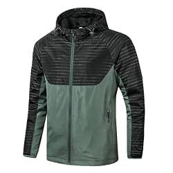 TRFPLOOC Regenjacke Herren, Wasserdichte Regenjacke, winddichter Regenmantel, Jacke Wasserdicht Winddicht Softshelljacken Atmungsaktiv Leichte Männer Regenmantel Jacke Übergangsjacke (A-Grün, XXXL) von TRFPLOOC