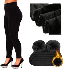 TRIFOLIUM Damen Ultra-Isolierende Thermische Winter Furry Fleece Gefütterte Leggings: Gemütlicher Komfort für kalte Tage (Schwarz Kontroll-Leggings, DE 32-34 LG7309C-XS-6-8-BK) von TRIFOLIUM