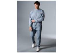 Freizeitanzug TRIGEMA "TRIGEMA Oversized Jogginganzug" Gr. XL, blau (pearl, blue) Herren Sportanzüge Homewear von TRIGEMA