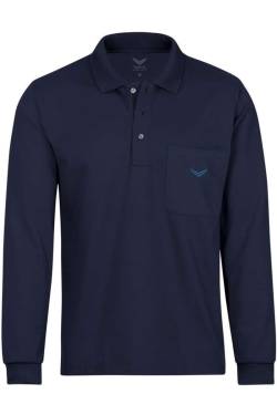 TRIGEMA Comfort Fit Longsleeve Poloshirt navy, Einfarbig von TRIGEMA