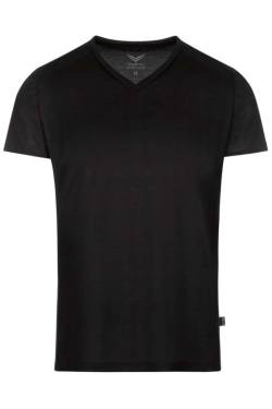 TRIGEMA Slim Fit T-Shirt V-Ausschnitt schwarz, Einfarbig von TRIGEMA