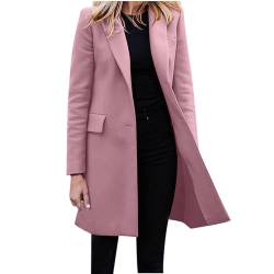 Blazer Damen Elegant Große Größen Longblazer Lange Einfarbig Anzug Einreihige Anzugjacke Business Sakko Jacke Locker Langarm Arbeitsjacke Herbst Winter Blazerjacke Open Front Cardigan für Büro von TRIGLICOLEUM