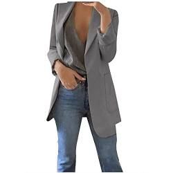 Blazer Damen Sportlich Elegant Longblazer Große Größen Einfarbig Anzug Einreihige Anzugjacke Business Sakko Jacke Locker Langarm Arbeitsjacke Herbst Winter Blazerjacke Open Front Cardigan für Büro von TRIGLICOLEUM