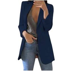 Blazer Damen Sportlich Elegant Longblazer Große Größen Einfarbig Anzug Einreihige Anzugjacke Business Sakko Jacke Locker Langarm Arbeitsjacke Herbst Winter Blazerjacke Open Front Cardigan für Büro von TRIGLICOLEUM