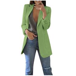 Blazer Damen Sportlich Elegant Longblazer Große Größen Einfarbig Anzug Einreihige Anzugjacke Business Sakko Jacke Locker Langarm Arbeitsjacke Herbst Winter Blazerjacke Open Front Cardigan für Büro von TRIGLICOLEUM