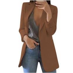 Blazer Damen Sportlich Elegant Longblazer Große Größen Einfarbig Anzug Einreihige Anzugjacke Business Sakko Jacke Locker Langarm Arbeitsjacke Herbst Winter Blazerjacke Open Front Cardigan für Büro von TRIGLICOLEUM