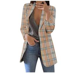 Blazer Damen Sportlich Elegant Longblazer Große Größen Einfarbig Anzug Einreihige Anzugjacke Business Sakko Jacke Locker Langarm Arbeitsjacke Herbst Winter Blazerjacke Open Front Cardigan für Büro von TRIGLICOLEUM