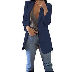 Blazer Damen Sportlich Elegant Longblazer Große Größen Einfarbig Anzug Einreihige Anzugjacke Business Sakko Jacke Locker Langarm Arbeitsjacke Herbst Winter Blazerjacke Open Front Cardigan für Büro von TRIGLICOLEUM