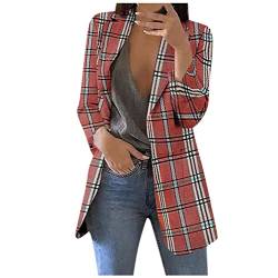 Blazer Damen Sportlich Elegant Longblazer Große Größen Einfarbig Anzug Einreihige Anzugjacke Business Sakko Jacke Locker Langarm Arbeitsjacke Herbst Winter Blazerjacke Open Front Cardigan für Büro von TRIGLICOLEUM