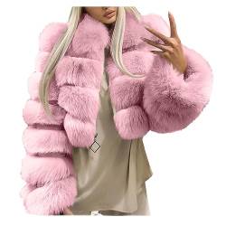 Damen Kurze Pelzjacke Große Größen Kunstpelze Mantel Sexy Einfarbig Pelzmantel Langarm Winterjacke Dicke Warme Kunstfell Jacke Winter Faux Felljacke Flauschig Fellmantel Wintermantel Mantel 5XL von TRIGLICOLEUM