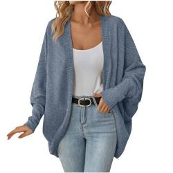 Elegant Strickjacke Damen Oversize Einfarbig Strickmantel Ohne Verschluss Cardigan Jacke Langarm Sweater Top Lose Longstrickjacke Herbst Winter Leichte Strickcardigan Bequem Outwear für Frauen von TRIGLICOLEUM