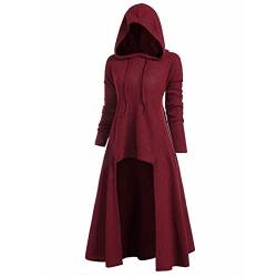 Faschingskostüm Damen Lange Umhang mit Kapuze Vintage Einfarbig Poncho Robe Halloween Kostüm Leichte Trenchcoat Winddichte Jacke Cape Mantel Open Front Mittelalter Kleidung Herbst Winter Outwear von TRIGLICOLEUM