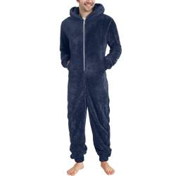 Geschenk für Frauen Jumpsuit Herren Teddy Fleece Schlafanzug Einteiler Onesie Lang Winter Fluffy Pyjama Kuschelig Overall mit Kapuze Große Größe Plüsch Nachtwäsche Warm Flauschig Schlafoverall von TRIGLICOLEUM