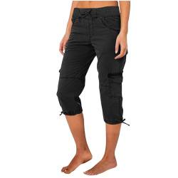 Geschenke für Frauen Caprihose Damen Sommer 7/8 Hose Baumwolle Arbeitshose Hohe Taille Sommerhose Einfarbig Sporthose Regular Fit Caprihose Freizeithose Jogginghose mit Taschen Arbeitshose von TRIGLICOLEUM